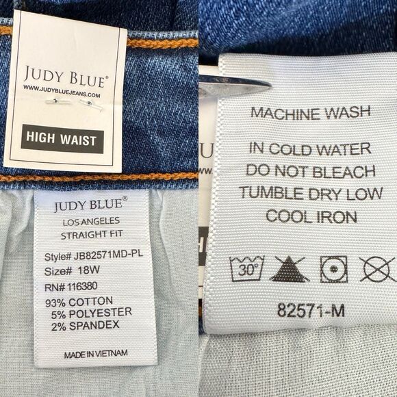 Judy Blue Jeans Size 18 W High Waist Straight 82571 Better Than Revenge - Picture 6 of 13